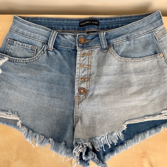 Sincerly Jules Pants - Sincerely Jules Jean Denim Shorts button-fly high rise five pocket  size…